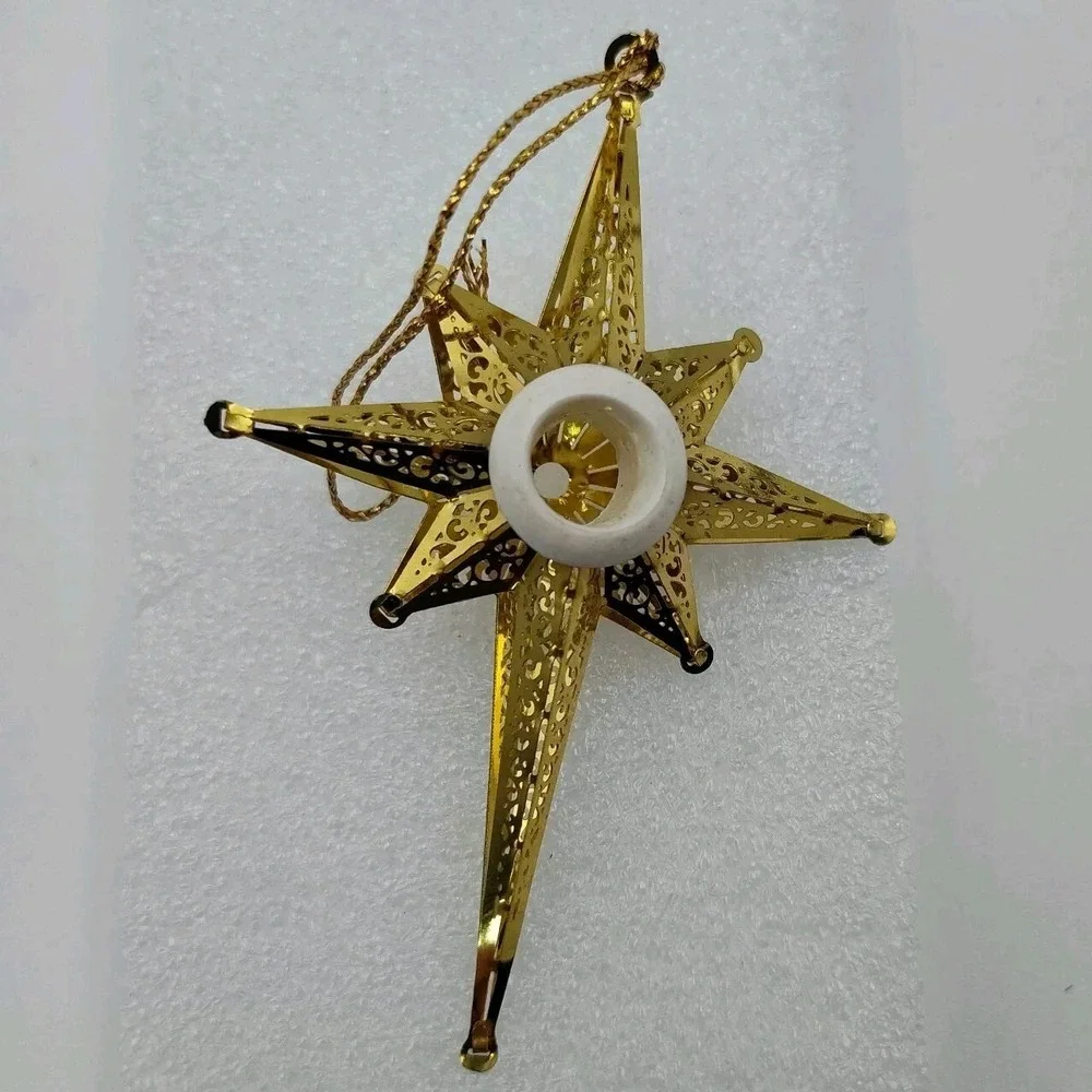 1980's VTG Bright Golden Tone Hanging Star Ornament Very rare‎ unique SEE📏📸